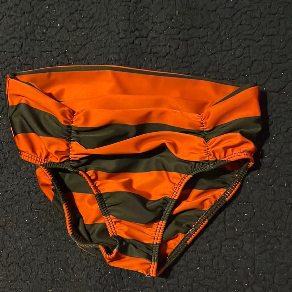 Mabo Orange and Black Striped Bikini Bottom
